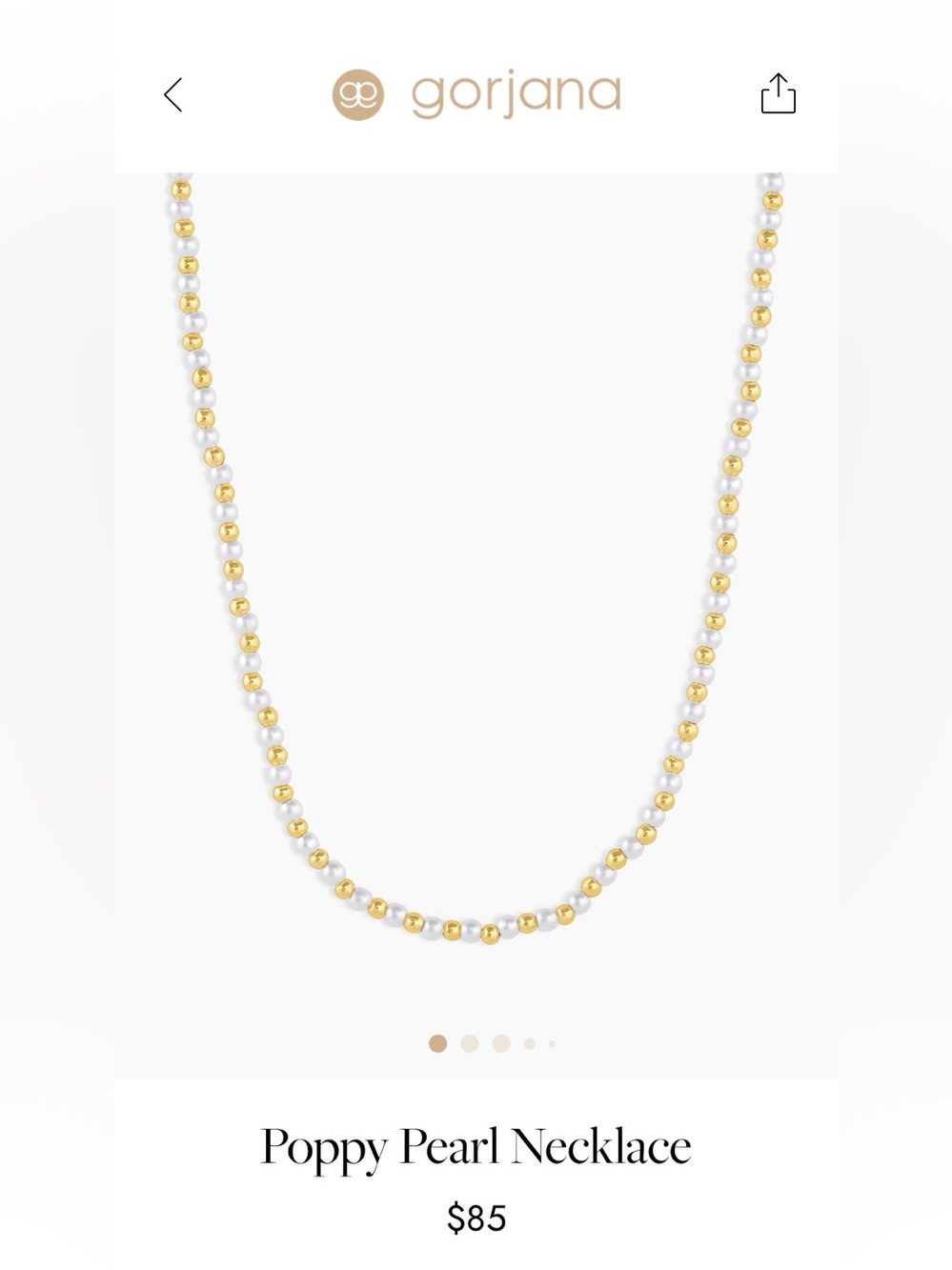 NWOT Gorjana Poppy Pearl Necklace